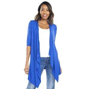 Womens Rhonda Blue Ahh Comfort Wrap Open-Front Jersey Cardigan XL/1X Soft